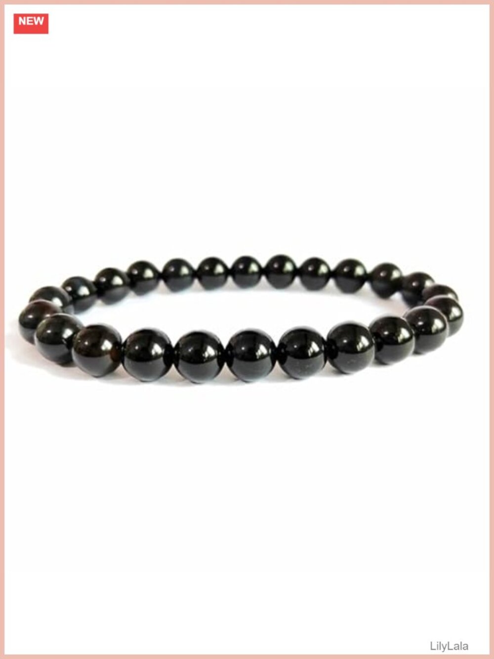Handmade 8mm Black Tourmaline Beaded Stretch Bracelet Unisex